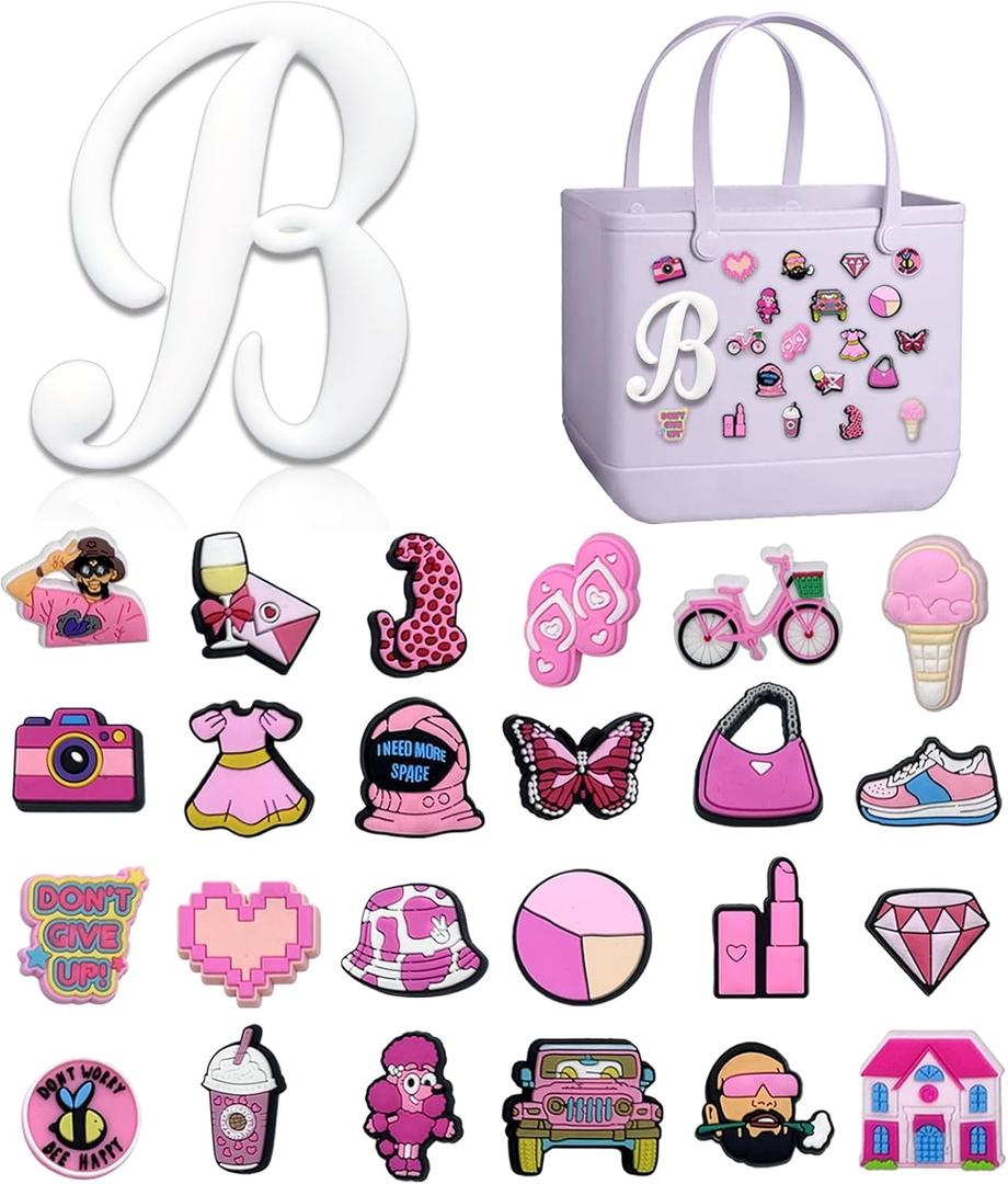 Letter Charms for Bogg Bag,Alphabet Lettering Accessories Cute Charms Compatible with Beach Bag, Original All Models, Insert Decorative Letter for Handbag Beach Tote Bag
