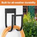 Garden Hose Holder Wall Mount - Metal Water Hose Hanger for Outside, Durable Hook for Garden, Garage, or Yard Storage (Black-Solid Frame)