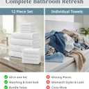 Casa Platino 100% Cotton Turkish Bath Towel Set 12 Pieces - Super Soft, Absorbent & Quick Dry - 4 Bath, 4 Washcloths, 4 Hand Towels for Bathroom - Hotel Quality, Ideal for Spa, Gym & Travel - White