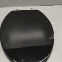 Black Elongated Toilet Seat Natural Wood Toilet Seat with Zinc Alloy Hinges, Easy to Install also Easy to Clean, Scratch Resistant Toilet Seat by Angol Shiold (Elongated, Black)