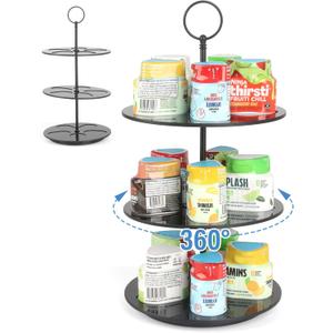 Pod Holder for Ninja Thirsti Pods, 360 Rotating15-Flavor Storage Holder for Ninja Thirsty Drink System Pod Organizer for Ninja Thirsty Flavor Pods,Water Flavoring Black