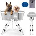 Premium Elevated Portable & Foldable Dog Bathtub  5 Adjustable Heights for Back-Friendly Grooming. Portable Indoor/Outdoor Pet Washing Station, Supports Small & Medium Dogs, Cats