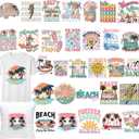 Dazoratix Summer Iron on Transfers - 30 Sheets Retro Beach Vibes DTF Ready to Press Bulk Heat Patches Funny Stickers Vinyl Decals for T Shirts Clothing Pillow Bag Hat DIY Crafts Appliques Decorations