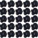 PATIKIL 2" Chiffon Flowers, 30Pcs Fabric Flowers Sewing Appliques Embellishments with Rhinestone Pearl for DIY Crafts Wedding Headbands Party Decoration, Dark Blue