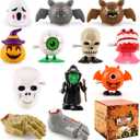 Hooqict 12pcs Halloween Party Favors Toys for Kids Wind Up Toys Ghost Skeleton Pumpkin Pull Back Cars for Halloween Prizes Classroom Goodie Bag Basket Stuffers Trick or Treat Gift Bag Fillers
