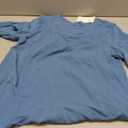 LAOLASI Womens Summer Chiffon Blouses 3/4 Sleeve V Neck Casual Loose Work Tops for Leggings 2025 Flowy Dressy Tshirts (Medium, Blue)