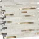 Peel and Stick Backsplash for Kitchen, Self-Adhesive Metal Gold Beige Marble Subway Tiles Decorate Kitchens Bathrooms Laundry Fireplaces, 10-Sheets