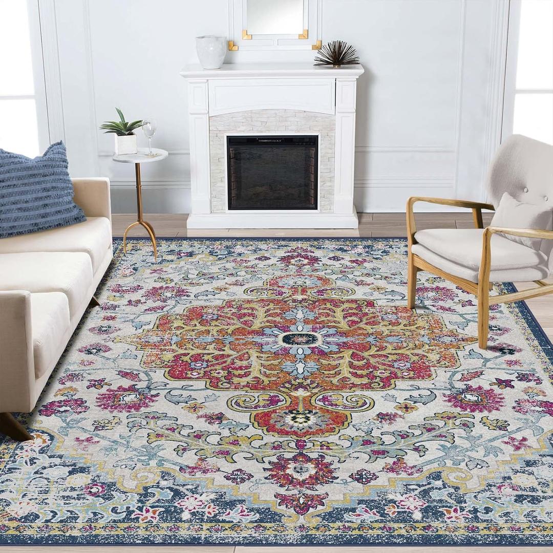 Washable 8x10 Area Rugs Dark Charcoal Tumble Stain Resistant