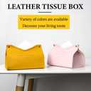Tissue Box Cover Rectangle - Premium PU Leather Minimalist Tissue Holder - Modern Nordic Decor for Home, Office & Car - Decorative Tissue Cover for Table Vanity Nightstand Parlors Countertop (Yellow)