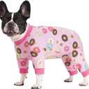 Dog Surgery Recovery Onesie, Dog Pajamas Long Sleeve for Female & Male Dogs, Small Dogs Abdominal Wound Bandages Surgical Suit, Cat Recovery Suit for Shedding Skin Disease (Doughnut), Small