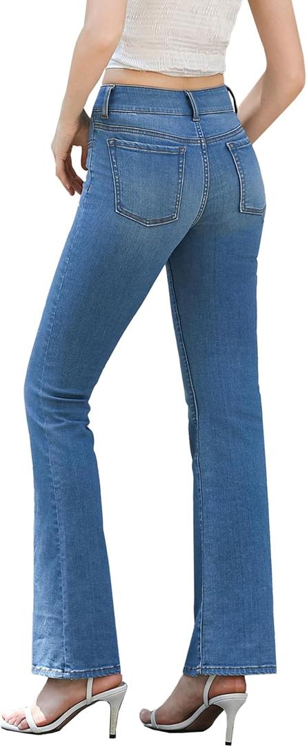 APUOR Bell Bottom Jeans for Women High Waisted Stretchy Bootcut Flared Jeans Soft Slim Fit Denim Pants Denim Blue 4s (Blue)