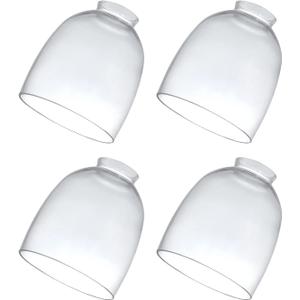 4 Pack Clear Glass Shades, Replacement Glass Globes for Ceiling Fan Light Fixtures, 2-1/8" Fitter, 4.76 inch Diameter, High Transmittance Lampshade for Chandelier, Pendant Light, Wall Sconces Series