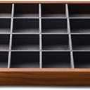 Oirlv 24 Grid Wood Jewelry Tray Microfiber Interior Jewelry Drawer Organizer Showcase Display Box Ring Earrings Holder(Grey)