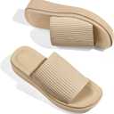 Mysoft Women's Platform Sandals Slip On Comfortable Knit Slide Sandals, Size 6