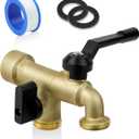 Outdoor Garden Water Faucet with Double Outlet, Outside Wall Mounted Garden Water Faucet with Two 3/4 Inch Brass Ball Valves, Rust & Frost-Proof Outdoor Spigot for Garden Hose (Copper, Female)