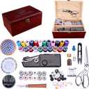 Handheld Sewing Machine, with Elegant Wooden Sewing Box and 153-Piece Sewing Kit, Mini Portable Cordless Hand held Sewing Device, Perfect for Adults, Beginners, and Quick Home Repairs (Black)