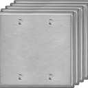 [5 Pack] BESTTEN 2-Gang No Device Metal Blank Wall Plate with hite or Clear Plastic Film, Corrosion-Resistant Stainless Steel Outlet Cover, Standard Size, Brushed Finish, H4.53 x W4.57