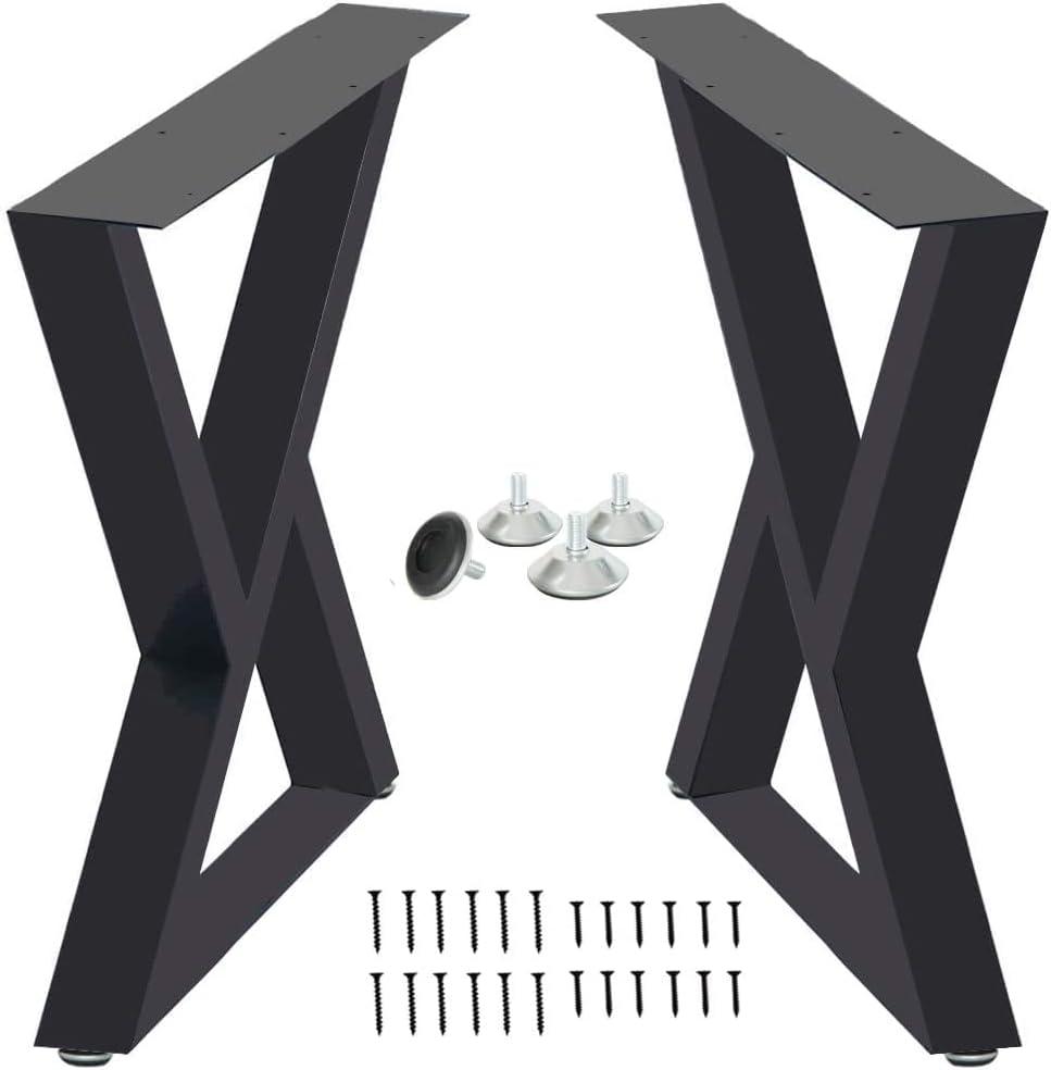Triangle Shape,Cast Iron Dining , Side table legs,Rustic Heavy Duty DIY Furniture Legs,Square Tube Coffee table legs 2 PCS(28 Height 18 Wide) (B)