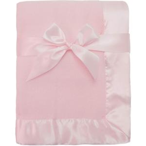 American Baby Company Fleece Blanket with Silk-Like Satin Trim, Soft, Warm & Cozy, Pink, 30" x 40" for Boys and Girls, Perfect for Baby Carrier, Stroller, Travel and Gifting (30x40 Inch (Pack of 1))