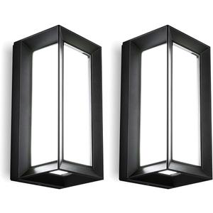 Ledmo Outdoor Wall Lights 1800Lm Modern Outdoor Porch Light 6000K Bright Lighting Black Exterior Lighting Fixture Waterproof Christmas Fixture for House, Patio, Garage, BackyardHallway (2 Pack)