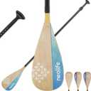 WONITAGO SUP Paddleboard Paddle with Carbon Fiber Shaft and PP Blade, Floating Adjustable Stand Up Paddle Board Paddle, 170-210 cm/ 68-84 Inches, Bamboo & Wave Green Pattern