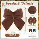 12 Pcs Neutral Velvet Christmas Tree Bows Plush Stuffed Bows for Christmas Tree Hanging Ornament Xmas Fireplace Wreaths Home Decor(Neutral Colors)