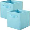 PowerKing Collapsible Storage Cubes with Handles, Fabric Foldable Bins for Closet Shelves, Durable Organization Storage Bins, 10.5'' x 11'' x 10.5'' (Blue, 2Pack)