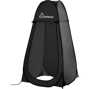 Wolfwise Pop Up Shower Tent for Camping Essentials, Portable Instant Changing Tent with Ventilation Window & Carry Bag, Privacy Dressing Room Bathroom Toilet for Beach & Outdoor, Standard, Dark Black