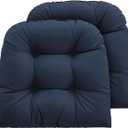 Outdoor Chair Cushions Set of 2, 22x22x4 Inch Seat Pads with Ties for Patio Wicker Chairs Garden Dining Chair, Indoor Outside Use, Fade-Resistant & Waterproof, Dark Blue