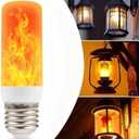 2 x 2-Pack LED Flame Light Bulbs with 4 Flickering Modes & Gravity Sensor, E26/E27 Base  Realistic Flickering Light Bulbs for Christmas, Halloween, Fireplace, and Party Decor  Warm Yellow