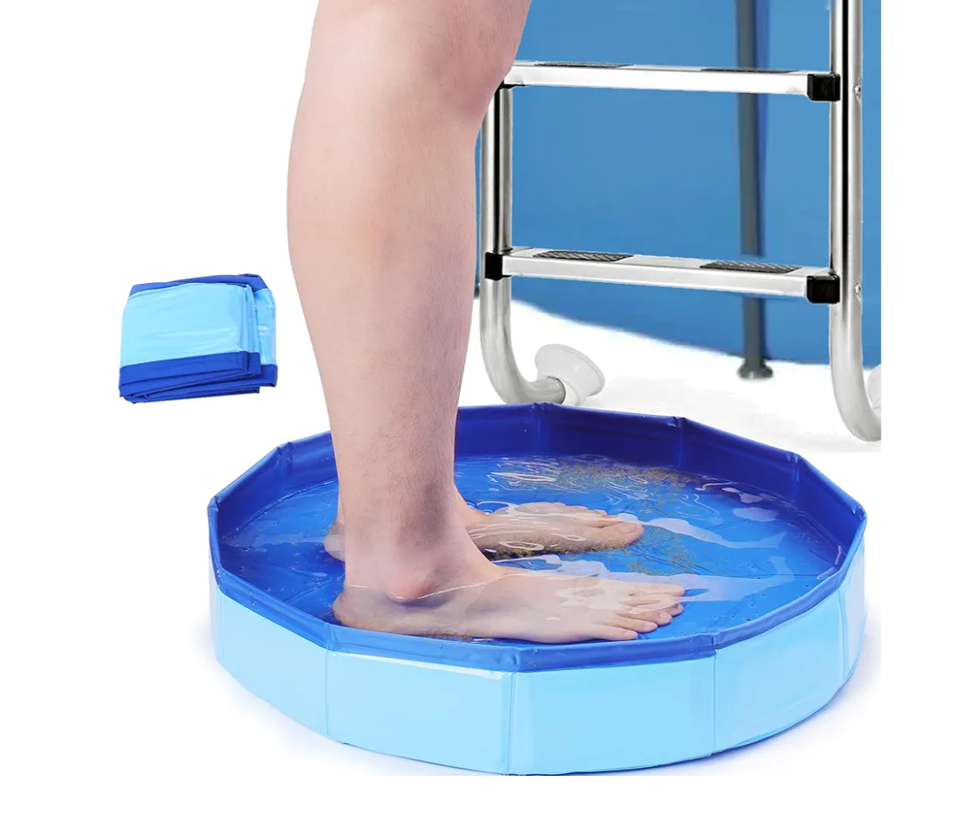 Mity rain Pool Foot Bath - Inflatable-Free and Foldable, Foot Soaking Bath Basin Portable for Pool Entry, Swimming Pools above Ground Essentials Swimming Pool Clean Feet Accessories, Blue
