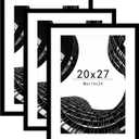 Abtgt 20x27 Picture Frame Set of 3, Display Pictures 16x24 with Mat or 20x27 without Mat, Poster Frame for Wall Mounting Display, Black