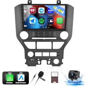UNITOPSCI 4G+64G 8 Core Android 13 Car Stereo for Ford Mustang 2015-2018 Radio Wireless CarPlay Android Auto GPS 9 Touchscreen Bluetooth 5.0 Mirror Link DSP WiFi FM/RDS SWC + Backup Camera Mic