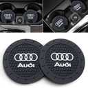 Car Cup Holder Coaster for Audi Recessed Silicone Cupholder Coaster Interior Accessories 2.75in 2Pieces Black