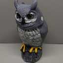 Owlsome Solar Owl with Colored Flashing Eyes, Rotating Head, Hoot Sound, Motion Detector and Silent Mode, Plastic Owl Garden Sculpture, Garden Decoration