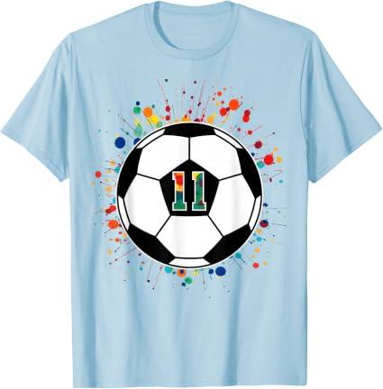 Kid 11 Year Old Soccer Ball Birthday, 11th Birthday Football T-Shirt Sma