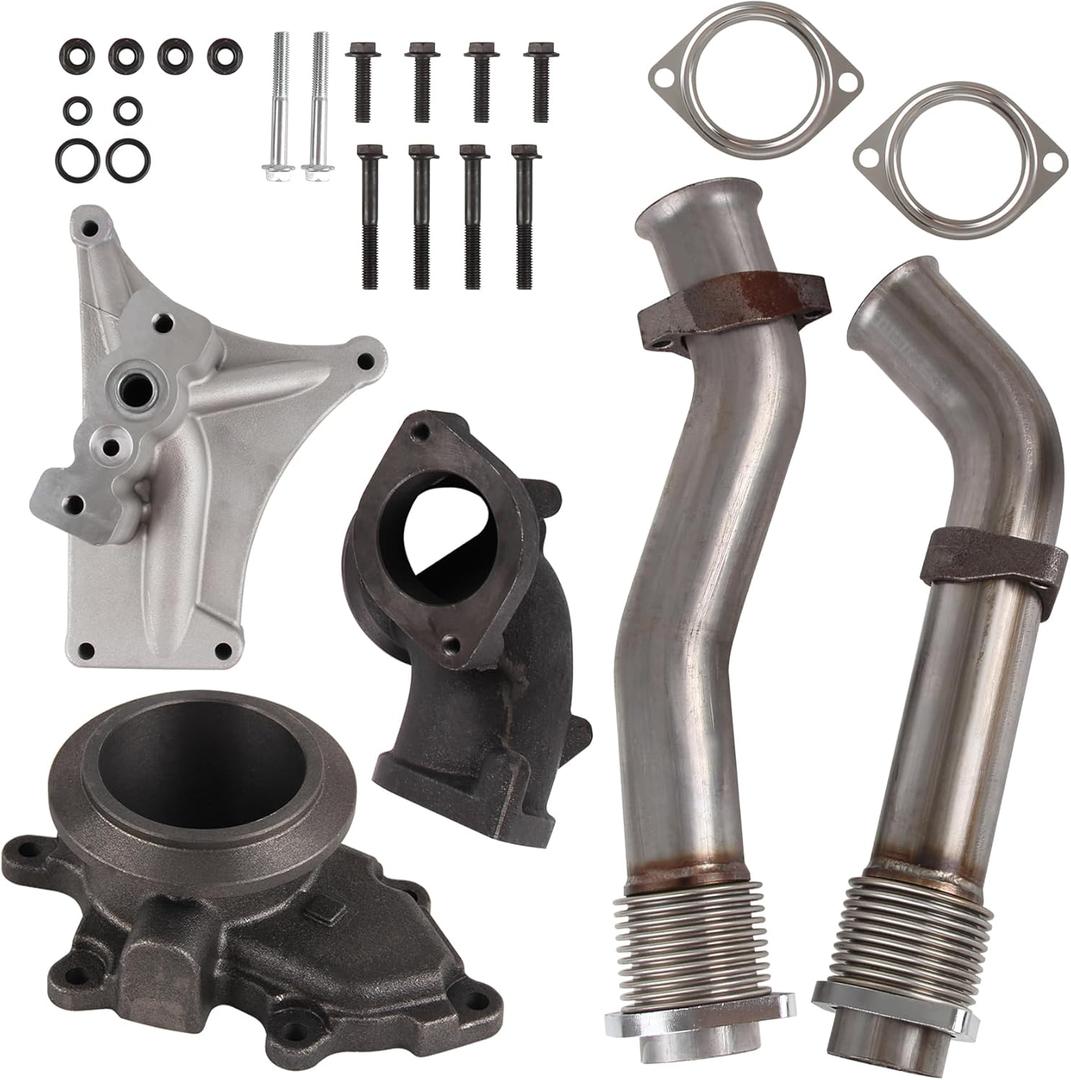 Bellowed Up Pipe Kit with NON-EBPV Pedestal & Exhaust Housing Compatible with 1999.5-2003 Ford F250 F350 F450 F550 7.3L Powerstroke Diesel