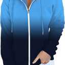 ETCYY Women's Causal Hoodies Zip Up Jackets Long Sleeve Oversized Tie-Dyed Sweatshirt Pullover with Pockets, L