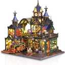 DIY Miniature Dollhouse Kit for Adults - Victorian Tiny House Building Kit with Train, LED, Music - 1:24 Scale Wooden Mini Home Prefab Gift for Christmas, Shelf Decor, Hobby Craft