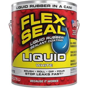 Flex Seal Liquid, Liquid Rubber Coating Sealant, Waterproof, Flexible, Breathable, and UV Resistant, Roof Repair, Basements, RV, Campers, Trailers, Marine, EPDM, Masonry, 1 Gallon, White