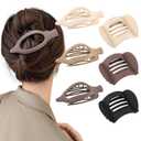 3 x 6 PCS French Flat Hair Clips for Women 2 Styles Large Matte Flat Claw Clips Strong Hold No-Slip Duckbill Hair Barrettes for Lying Down, Driving,Yoga(Brown)