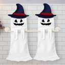 2 Pcs Halloween Cute Ghost Hand Towels for Bathroom Funny Ghost Hanging Washcloth Face Towel Cotton Embroidered Super Absorbent for Kitchen Bath Halloween Decoration (Scary Pumpkin Face)