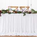 White Table Skirt for Rectangle Tables 14FT Chiffon Sheer Tablecloth for Birthday Party Sweetheart Cake Table Decoration