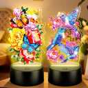 VIHOSE 2 Pcs Diamond Painting Night Light Diamond Art Painting Kits for Adults DIY Desktop Ornaments for Table Tabletop Decor Beginner Touch Lamp for Bedrooms Living Room