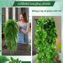 Daifunli 12 Pcs Artificial Hanging Plants Fake Hanging Ferns Plastic Faux Plants for Wall Room Garden Garland Indoor Outdoor Decor No Basket (Boston, Eucalyptus, Ivy Vine, String of Pearls)