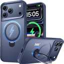 Designed for iPhone 17 Pro Case, with 360 Magnetic Stand [Compatible with MagSafe] [Military Drop Protection] Shockproof Translucent Matte Case for 17 Pro 6.3 Inch, Deep Blue