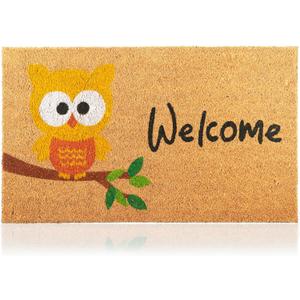 Owl - 17"x29" - Coir Door Mat with Heavy Duty Backing - Welcome Mats for Entryway, Porch - Anti-Slip PVC & Coconut Fiber Surface - Natural Home Accessories, Minimalist Original Design