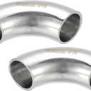 PATIKIL 2pcs 90 Degree Mandrel Bend Elbow, 3/4 Inch OD Steel Exhaust Elbow Exhaust Piping Connector 316 Stainless Steel for Exhaust Pipe Stair Handrail HVAC