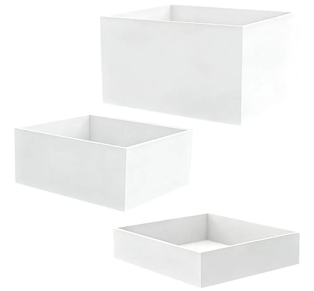 3 Pcs Display Risers, White Acrylic Square Stands, Nesting Set For Food Display, Cake, Party, Wedding, 6 7 8 Inch