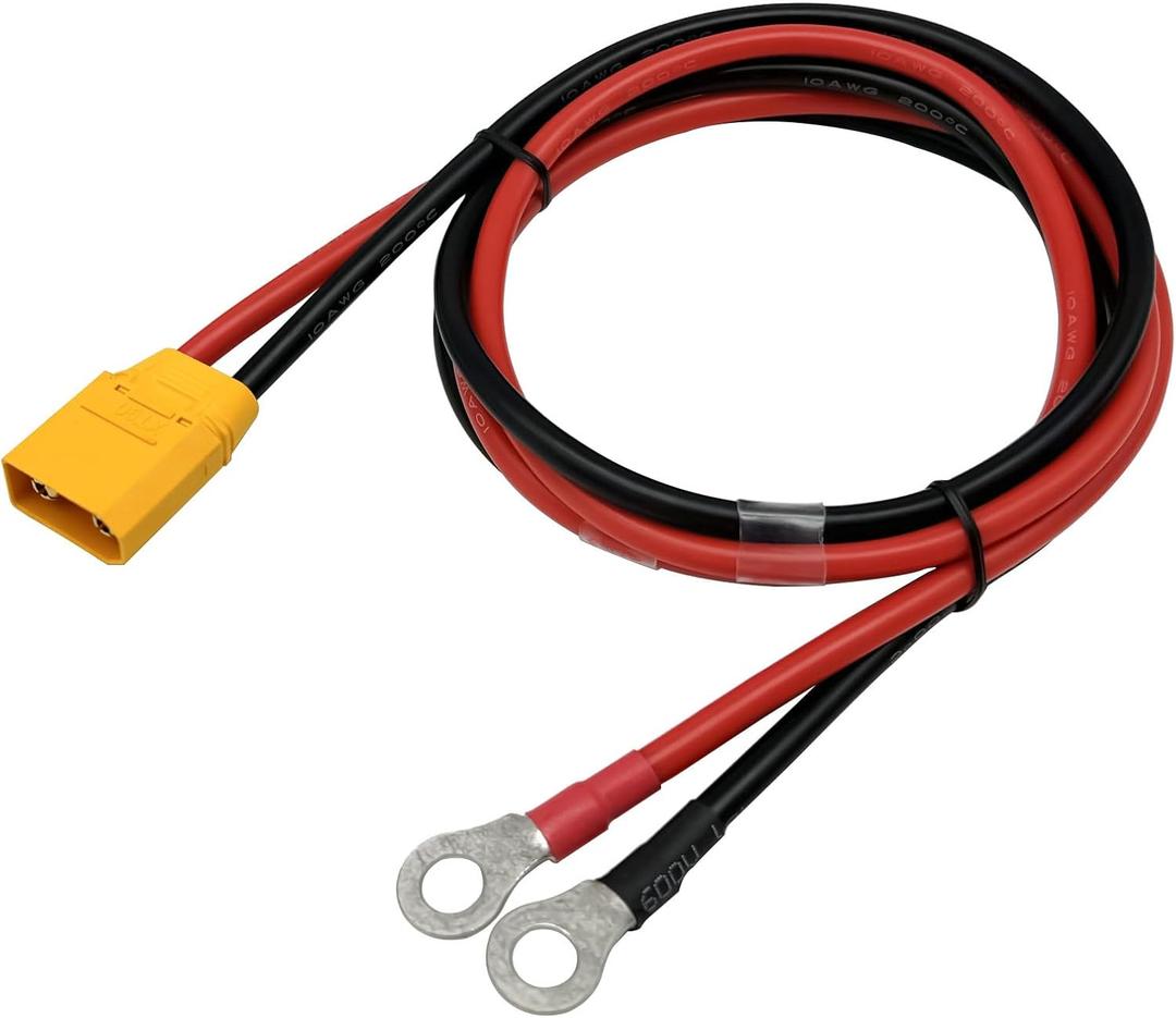 XT90H XT90 to O Ring Terminal Cable,XT90 Male to O Ring Connector Cable with 1M 10AWG Silicon Wire for RC Lipo Battery FPV Racing Drone Solar Power Station